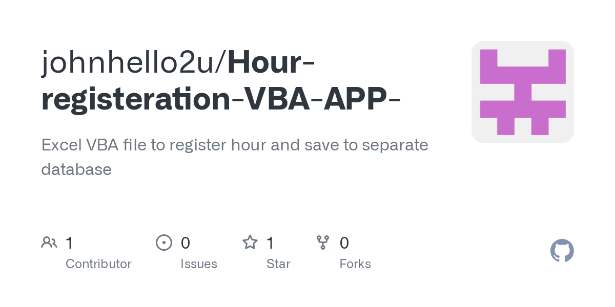 Hour registeration VBA APP