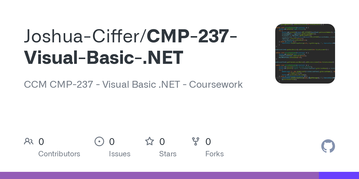 CMP 237 Visual Basic .NET