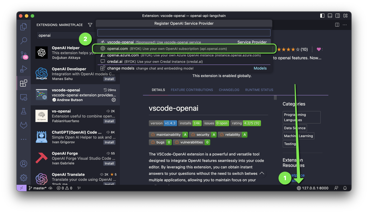 Tangkapan layar: Pengaturan VSCode