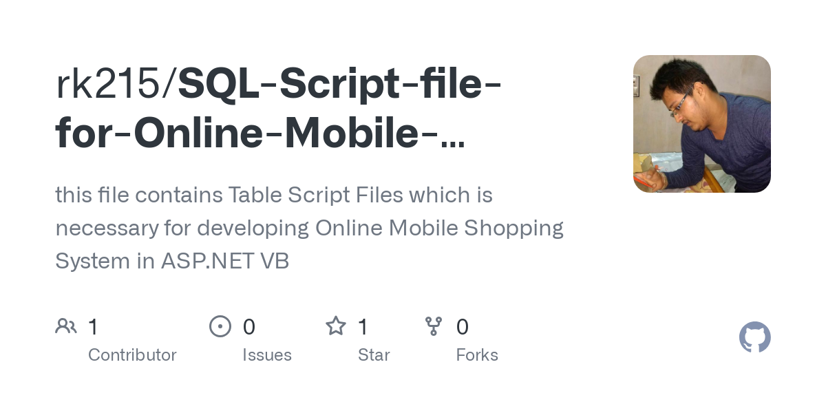 SQL Script file for Online Mobile Shopping System in ASP.NET VB