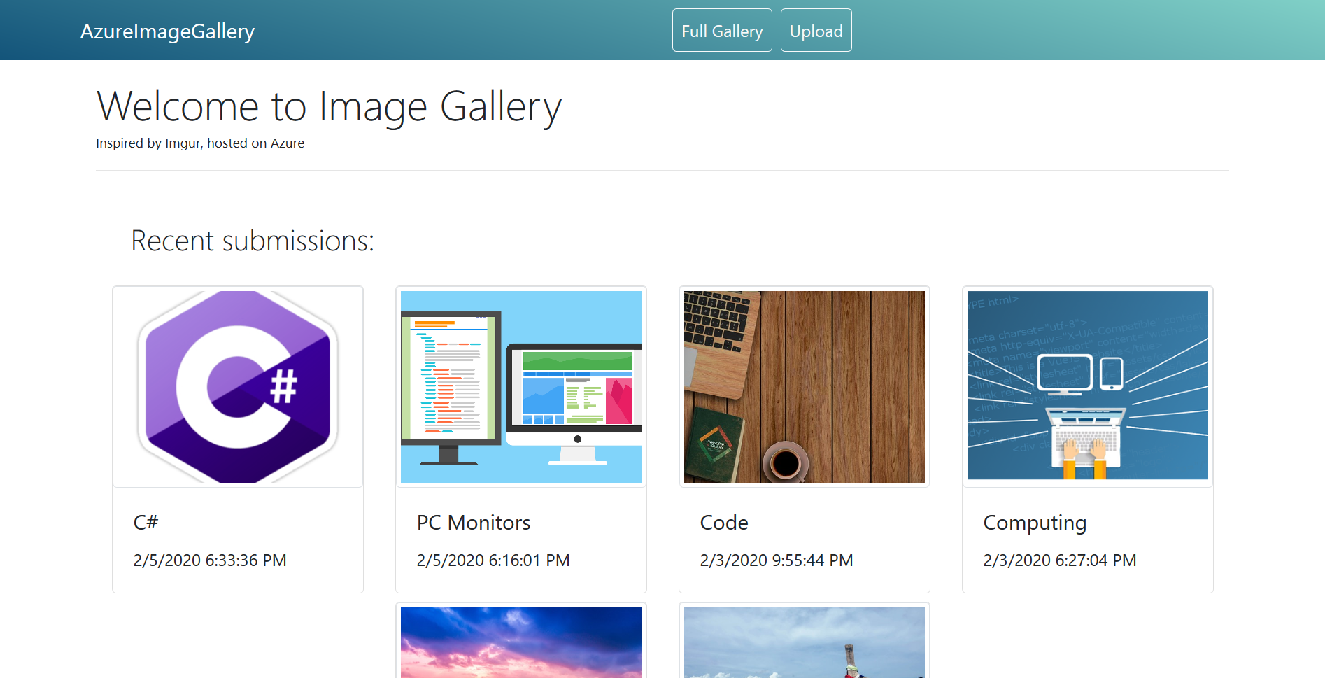 Azure image gallery