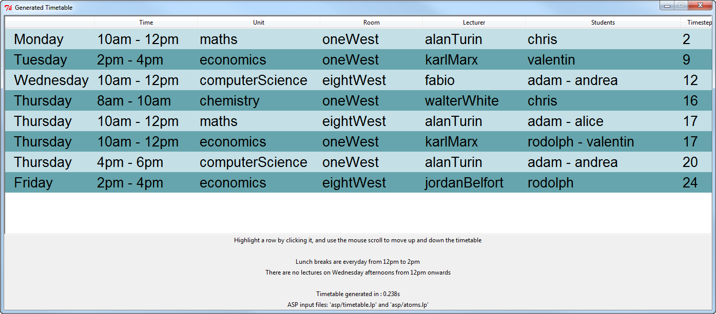 ASP Timetable