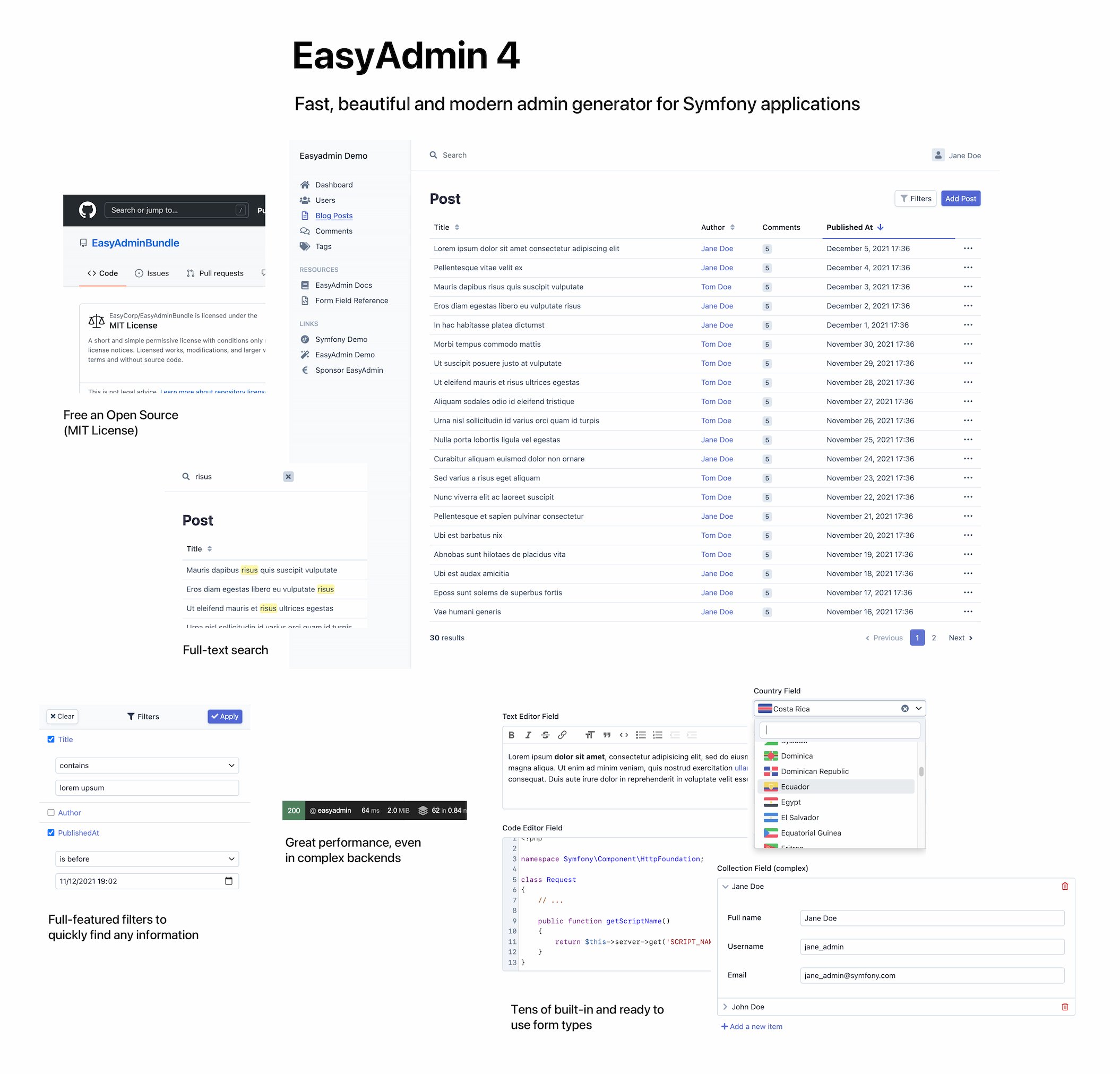 EasyAdmin、Symfony アプリケーション用の高速で美しく最新の管理ジェネレーター