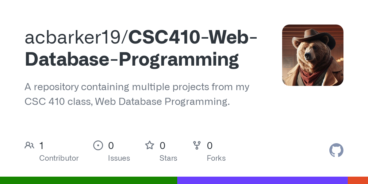 CSC410 Web Database Programming