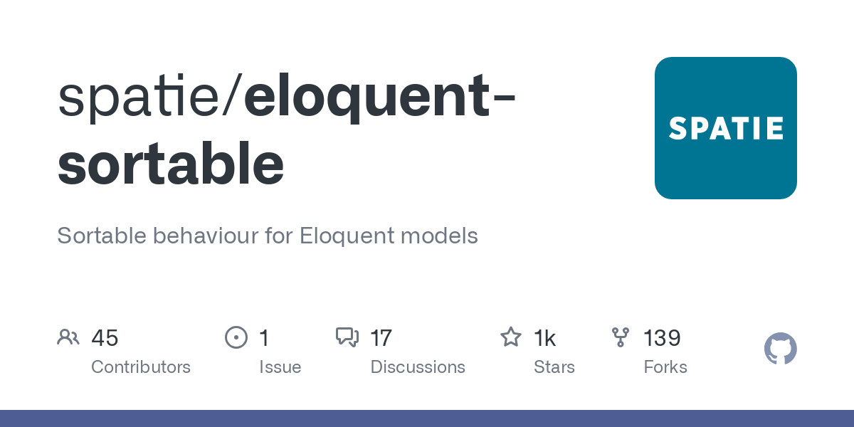 eloquent sortable