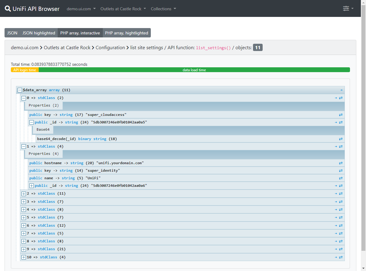 Site settings in PHP format