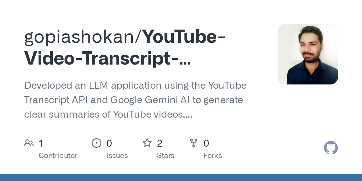 YouTube Video Transcript Summarizer with GenAI