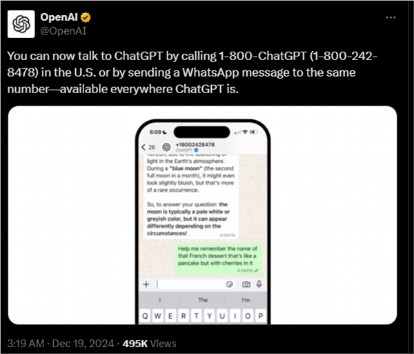 OpenAI hat einen weiteren großen Erfolg! ChatGPT kann jetzt telefonieren: Es kann auch auf älteren Telefonen und Festnetzanschlüssen verwendet werden