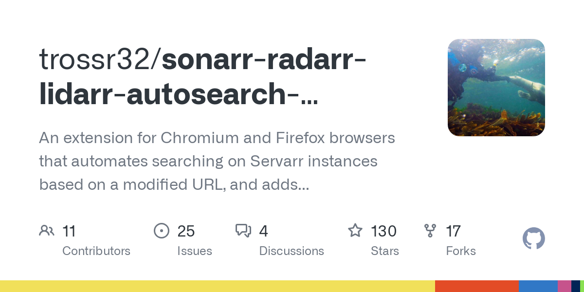 sonarr radarr lidarr autosearch browser extension