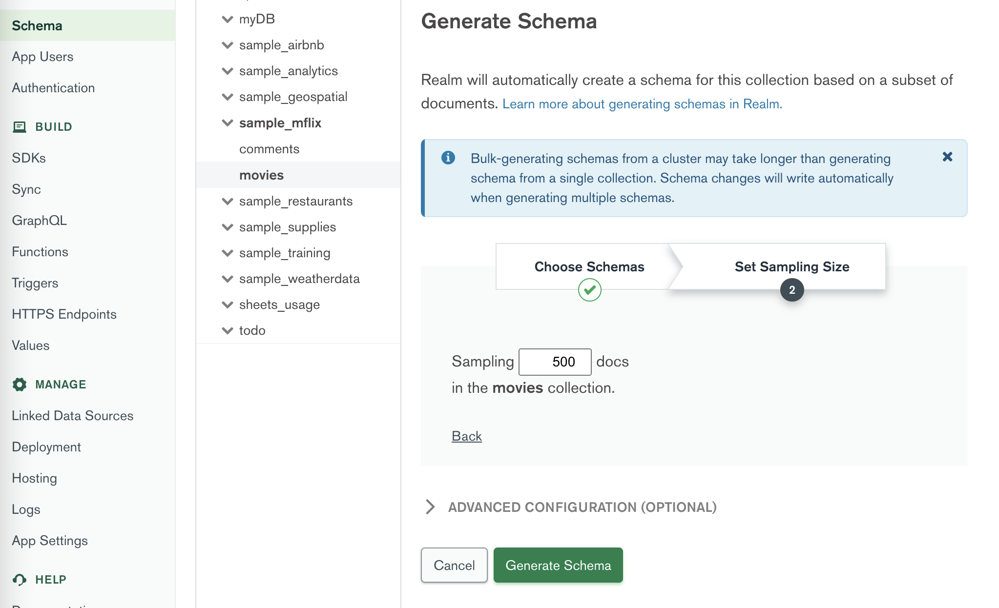 App Services Generate Schema