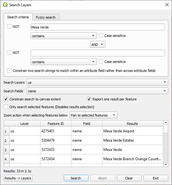 Dialog Lapisan Pencarian