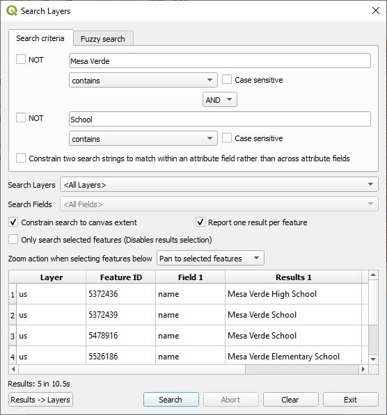 Dialog Lapisan Pencarian