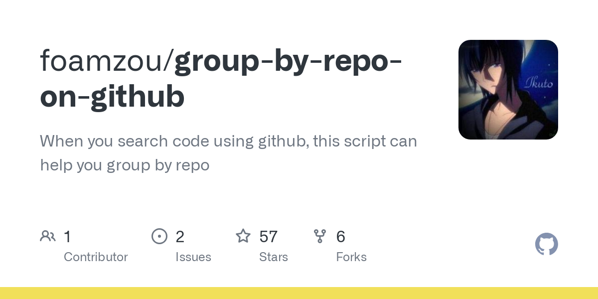 group by repo on github