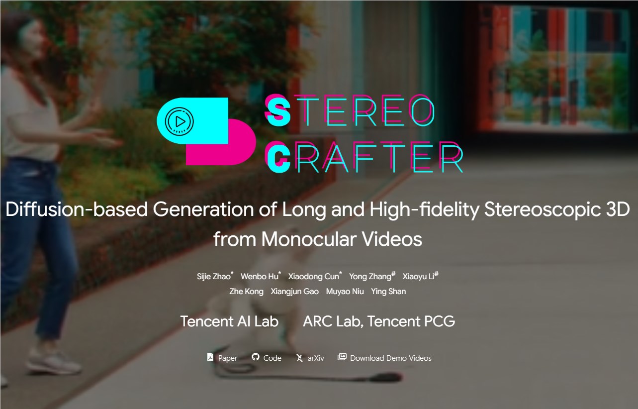 Produziert von Tencent! StereoCrafter: Geben Sie 2D-Videos in 3D-Videoeffekte ein