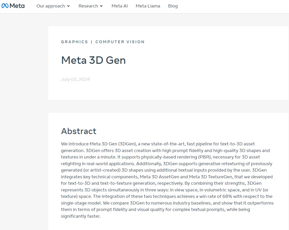 Meta 3D Gen wird veröffentlicht und ermöglicht die schnelle Generierung von 3D-Assets aus Text in 1 Minute