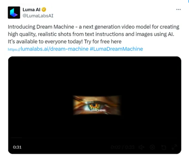 Luma AI bringt das Blockbuster-Vincent-Videomodell Dream Machine auf den Markt, das genauso explosiv ist wie Sora