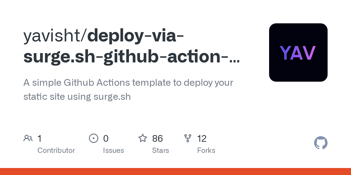 deploy via surge.sh github action template