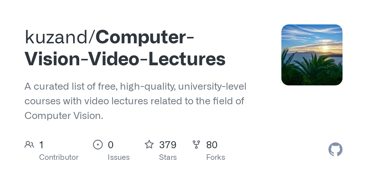 Computer Vision Video Lectures