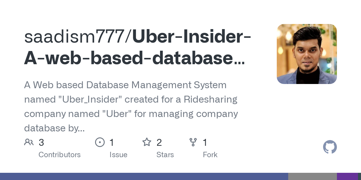 Uber Insider A web based database management system CSE311 Project