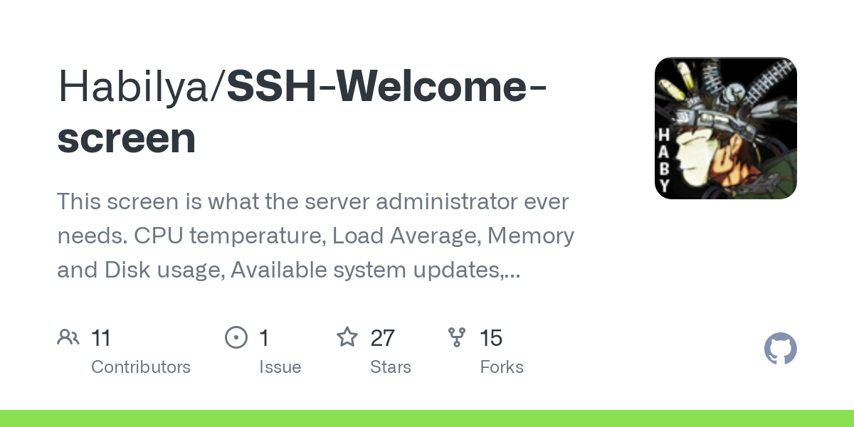 SSH Welcome screen