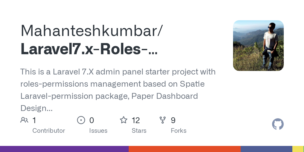 Laravel7.x Roles Permissions Admin Paper Dashboard bootstrap4