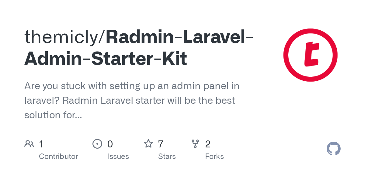 Radmin Laravel Admin Starter Kit