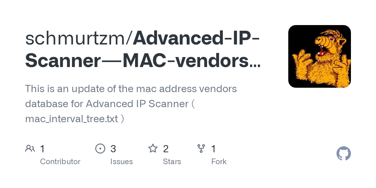 Advanced IP Scanner   MAC vendors database