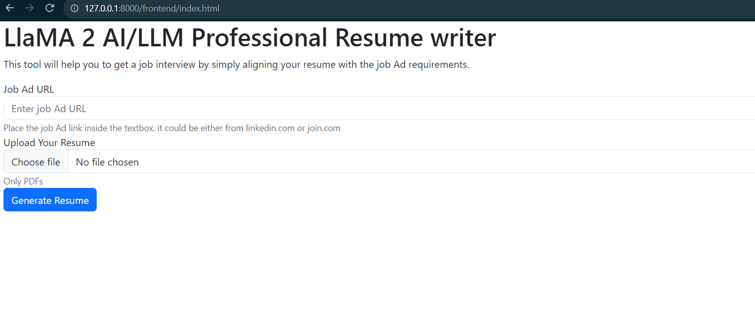 Add resume and the job