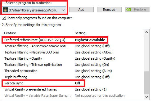 อัตราการรีเฟรชที่ต้องการให้สูงที่สุด VSYNC จะปิด