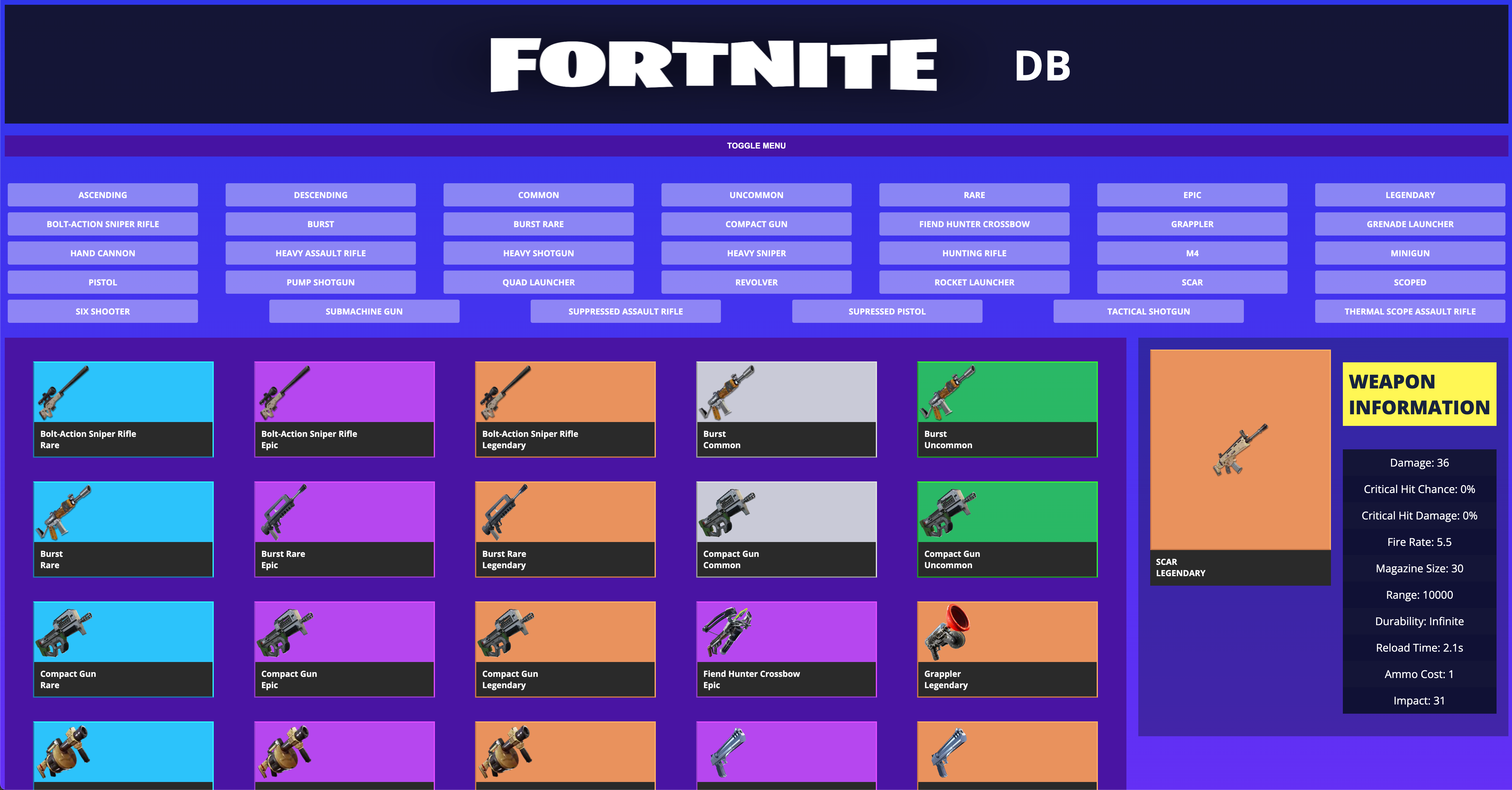 Fortnite DB App