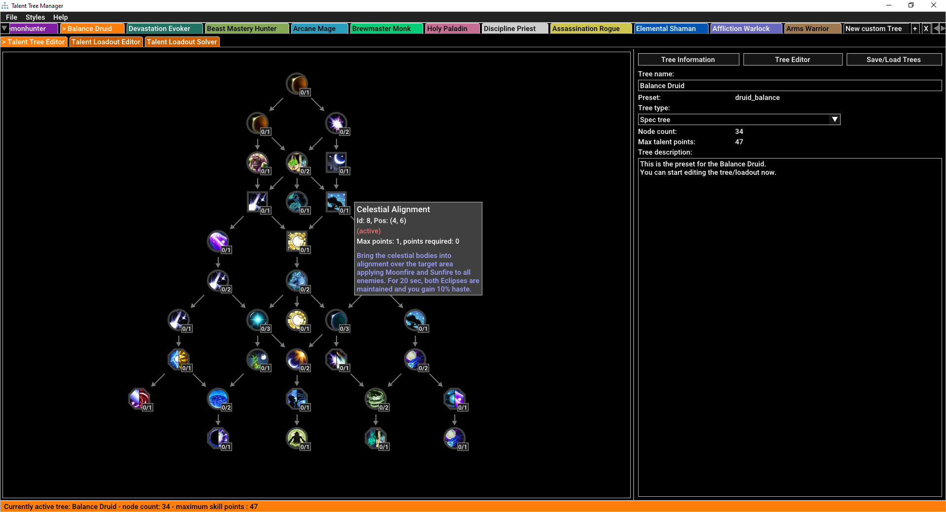 Tree editor talent window