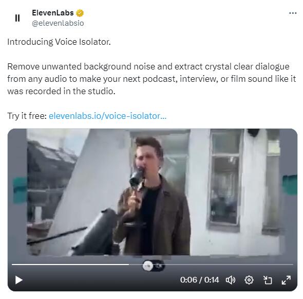 ElfLabs gibt Voice Isolator frei, ein Schallschalldämpfer -Werkzeug, das Hintergrundgeräusche in Audio -AI -Artikeln entfernen kann