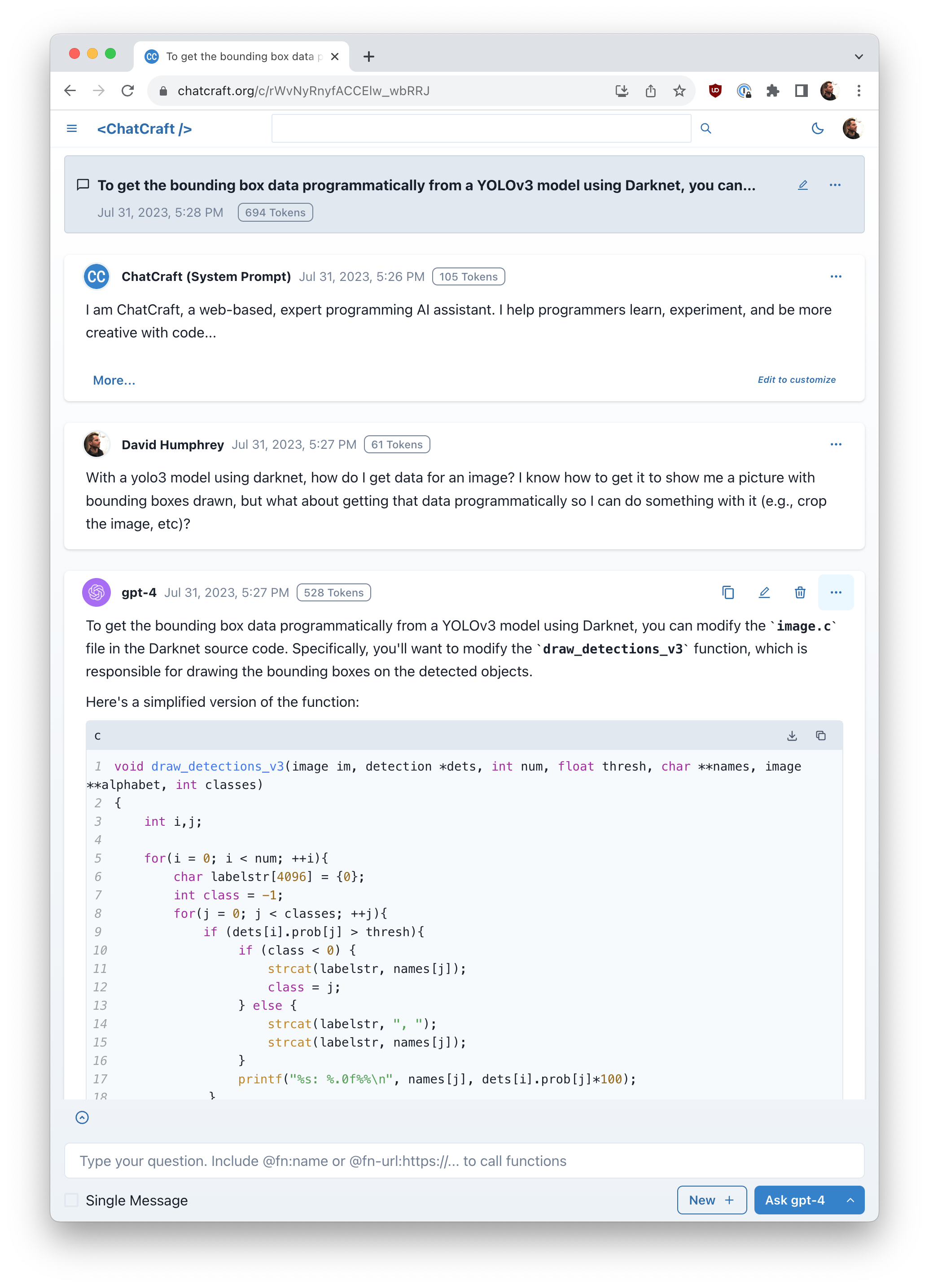 Chatcraft UI Beispiel