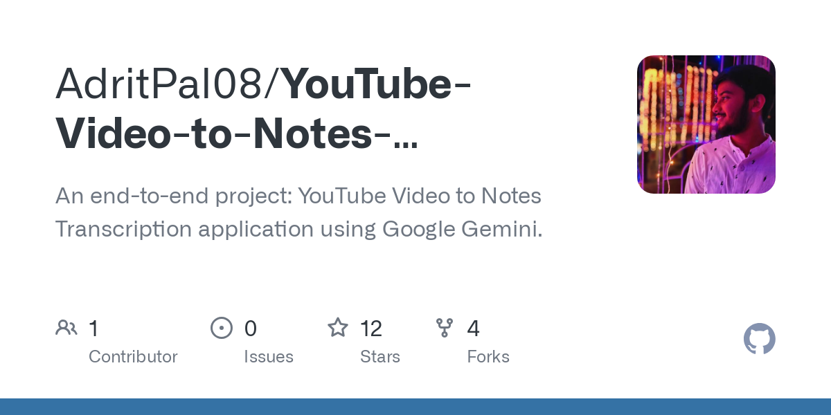 YouTube Video to Notes Transcription Application