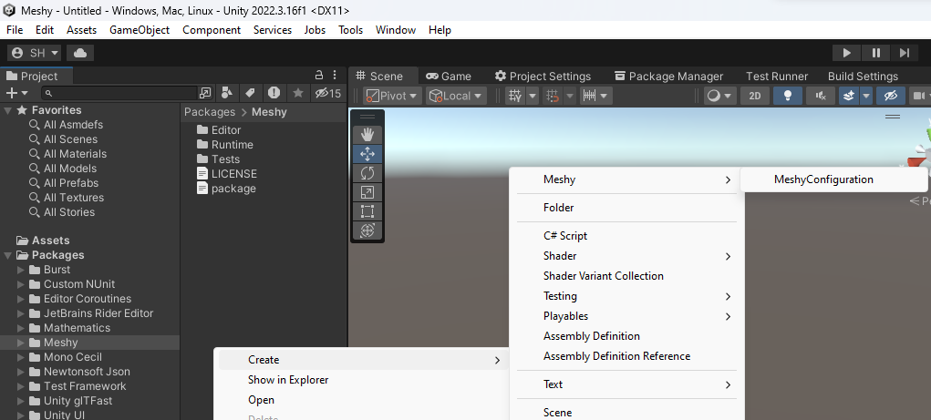 Erstellen Sie eine neue MeshyConfiguration