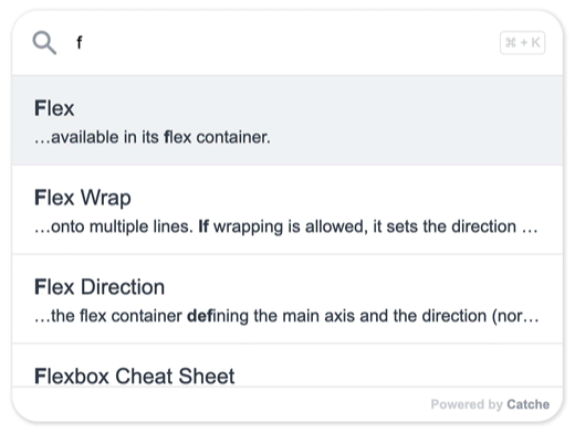 Beispiel für die sofortige Suche Catche