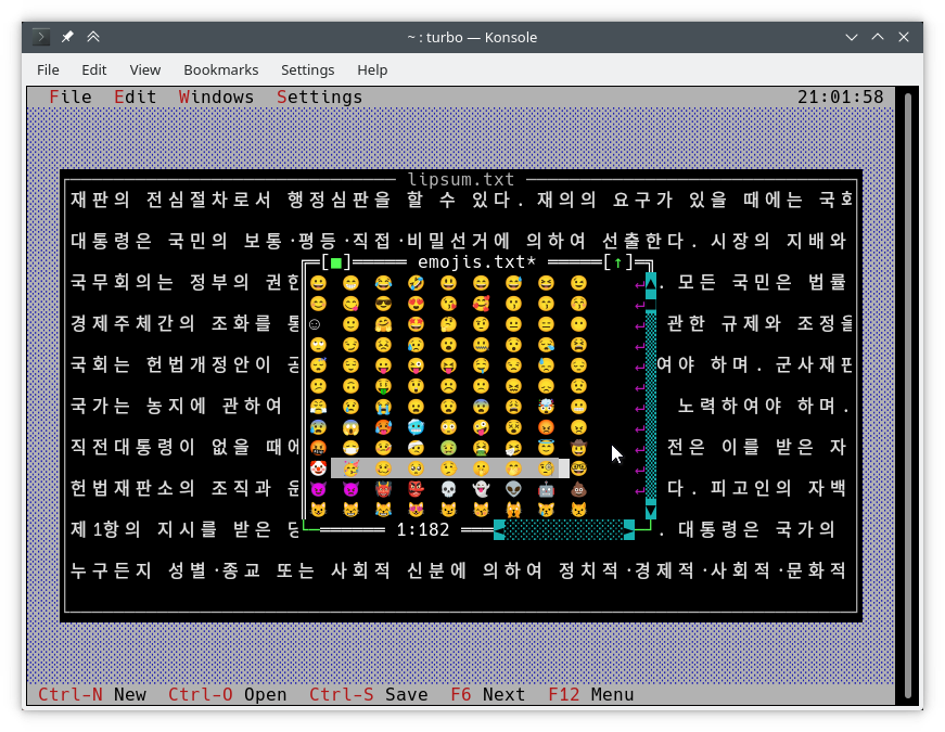 Breite Zeichenanzeige