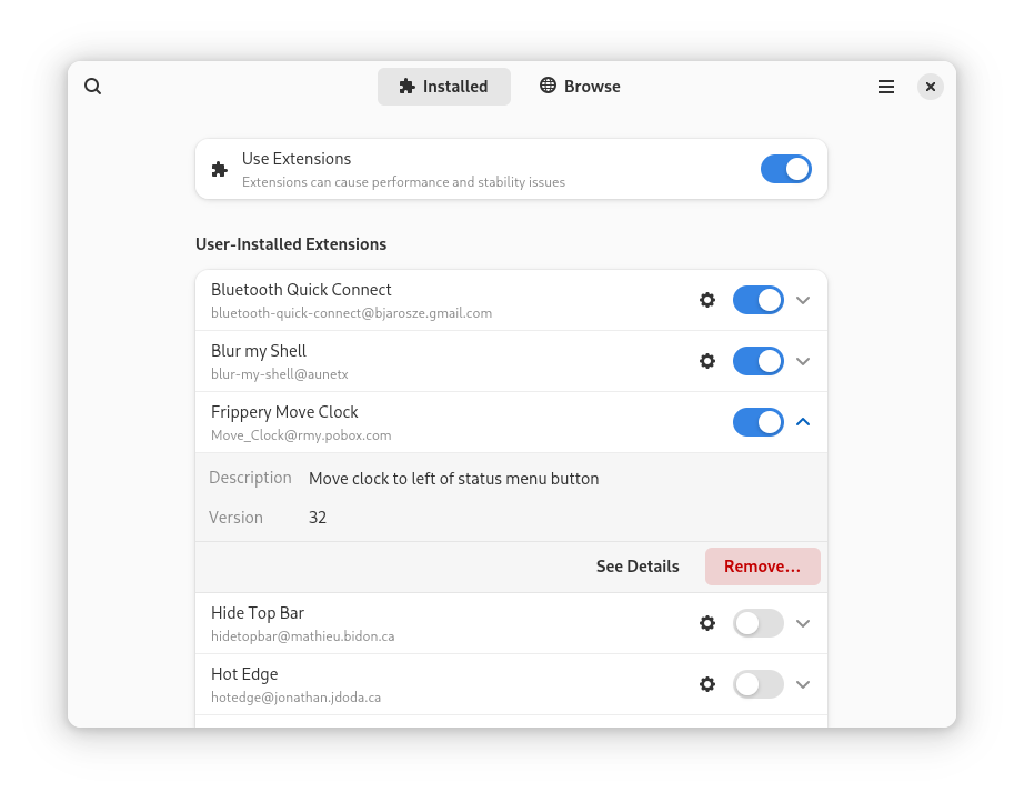 Screenshot der Haupt -GUI (Lichtmodus)