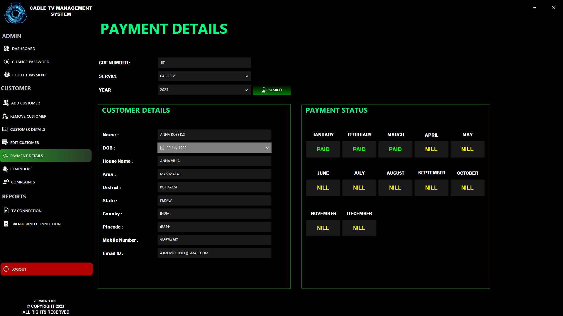 Zahlungsdetails - Administrator