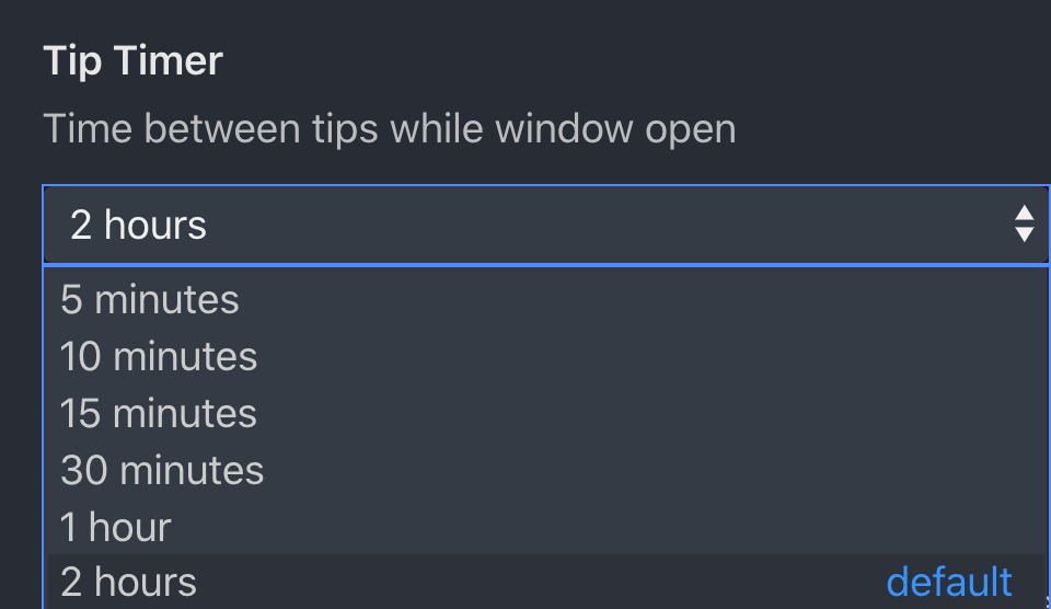 Image of dropdown timer configuration