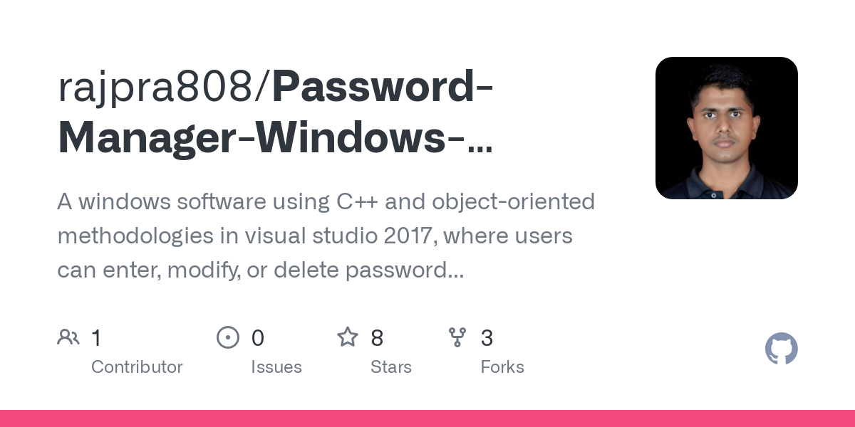 Password Manager Windows Appliaction