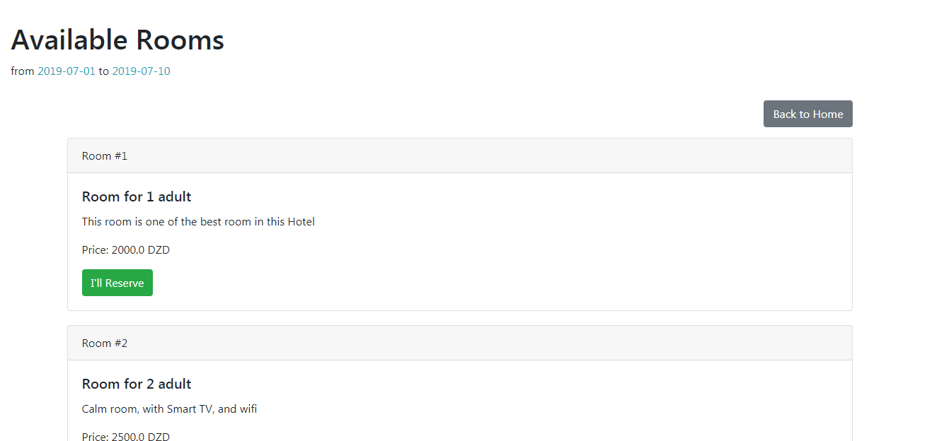 사용 가능한 객실 - 스크린 샷