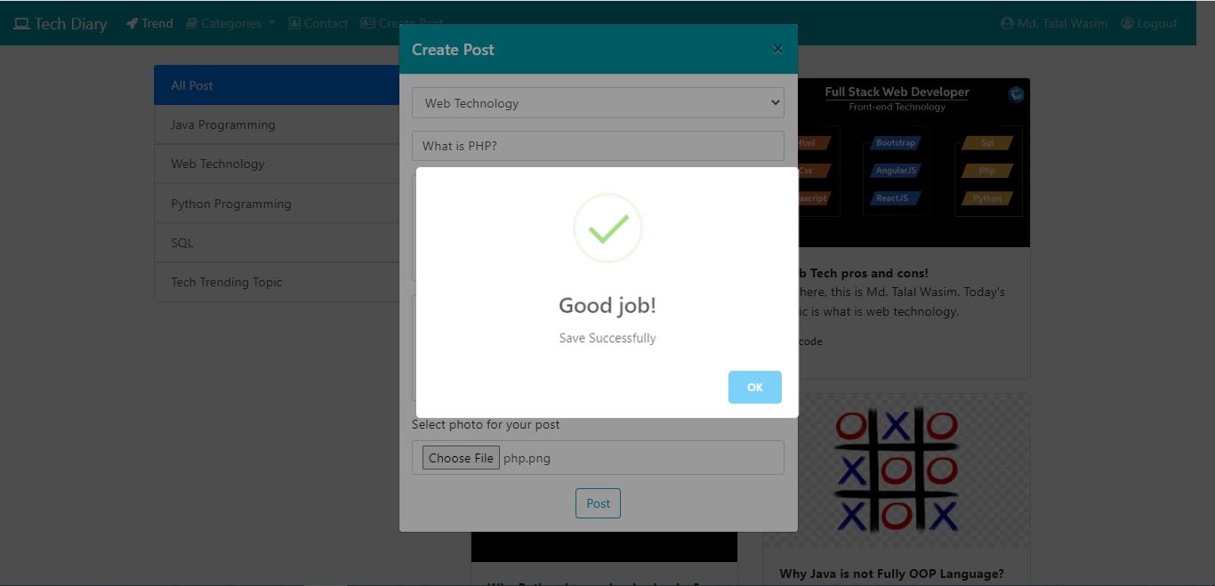 4 3 CreatePostSuccessfulmsg