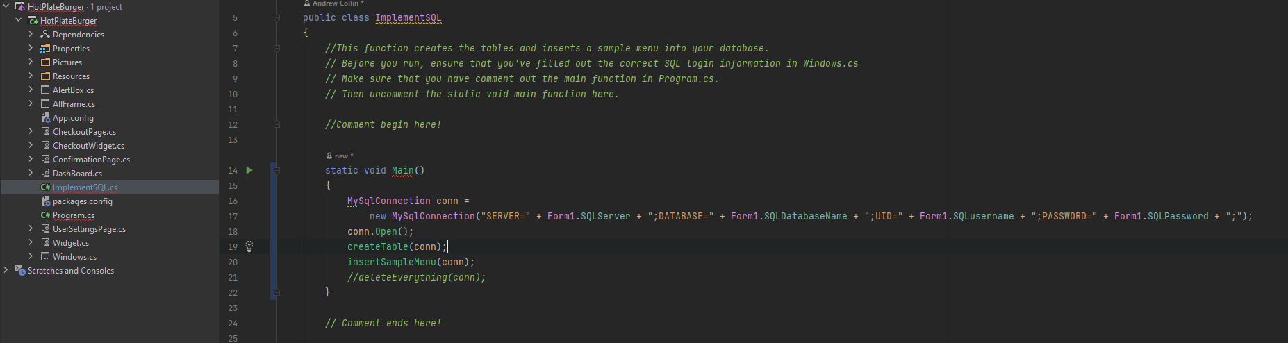HOTPLATESQL Реализация комментариев