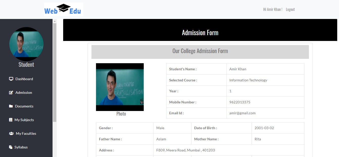 StudentAdmissionForm