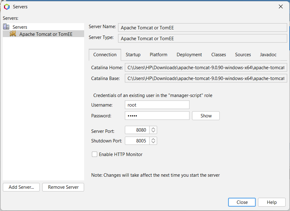 Apache Tomcat을 구성하십시오