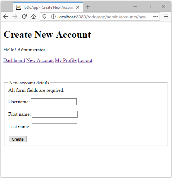 관리자는 새 계정 양식을 만듭니다 Figure 8