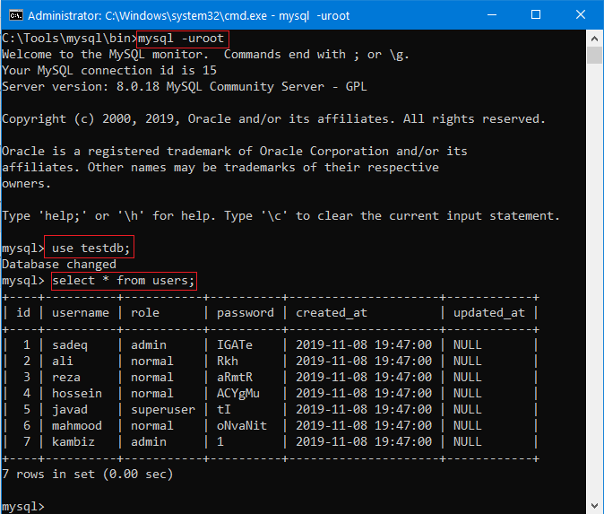 MySQL- 데이터베이스 생성 및 데이터 모집단을 확인하십시오