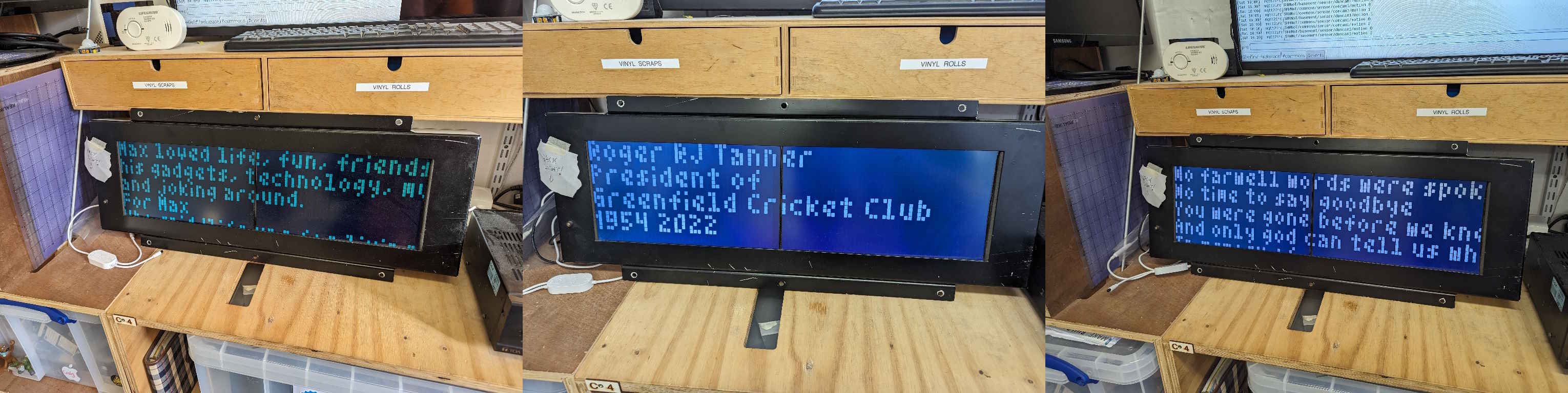 火车标志的图片，重复了几次。每个人都有一条消息，这是从长凳的纪念馆中