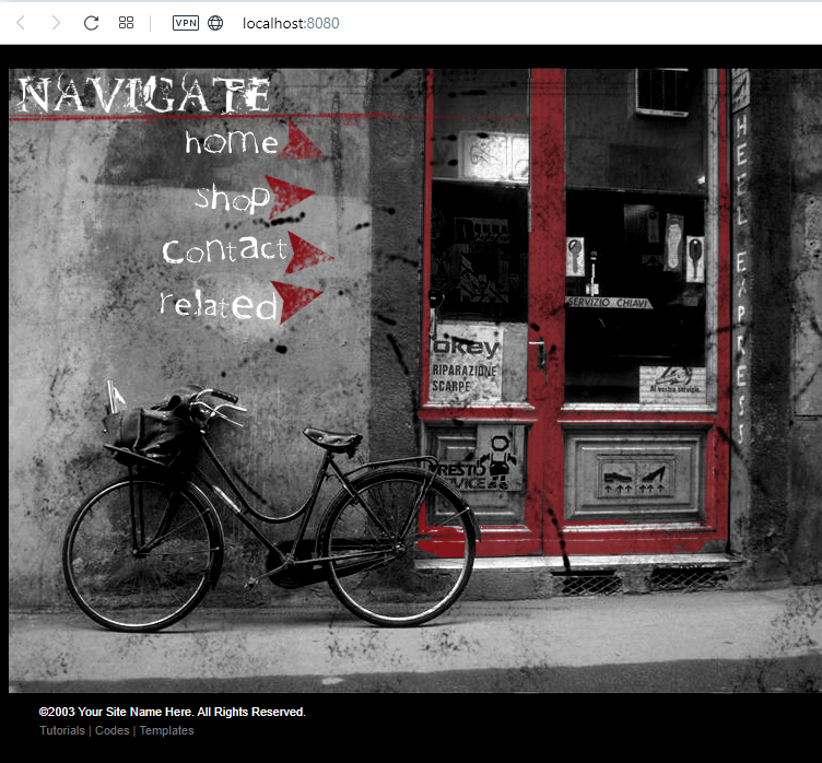 Screnshot showing localhost:8080